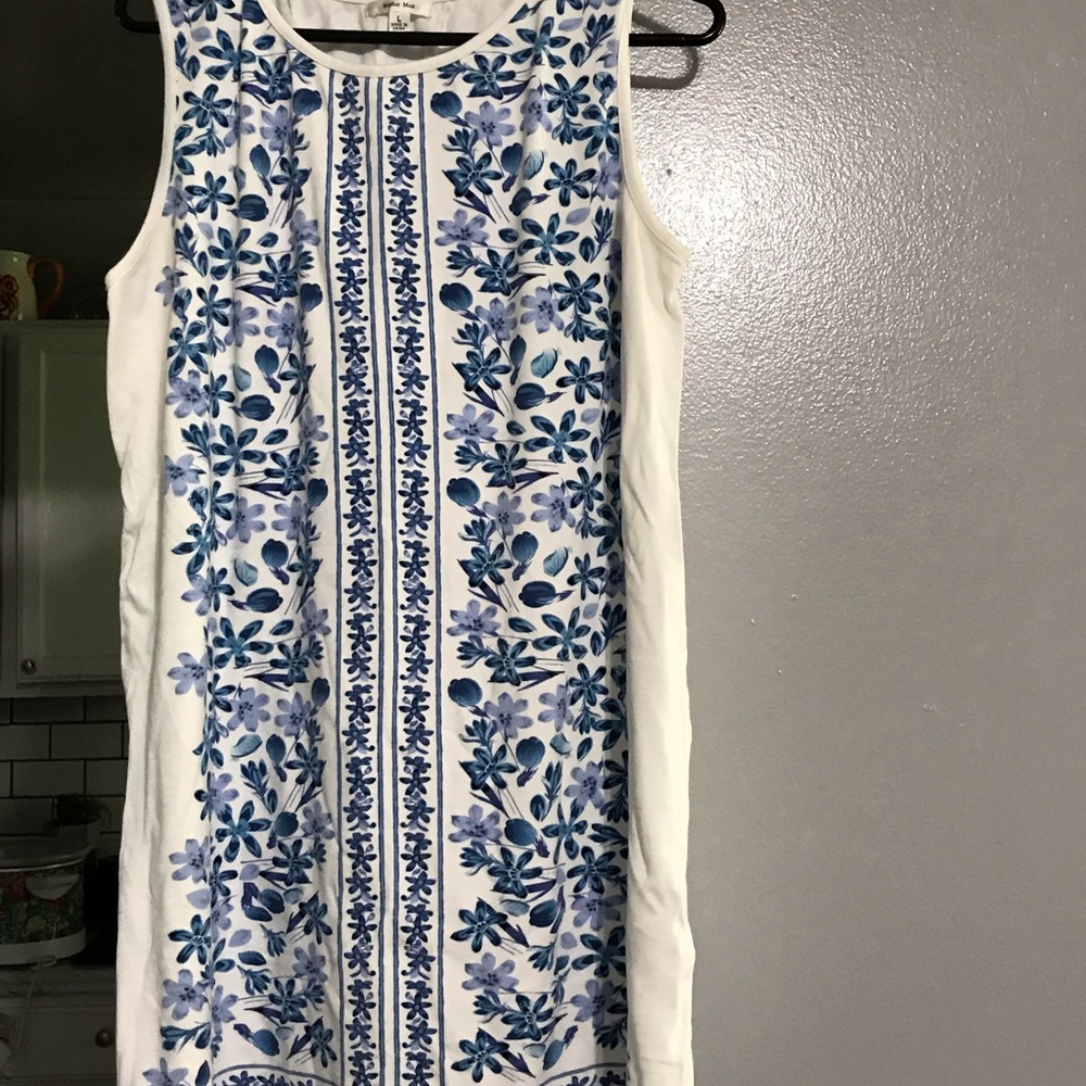 Floral tank dress blue and white